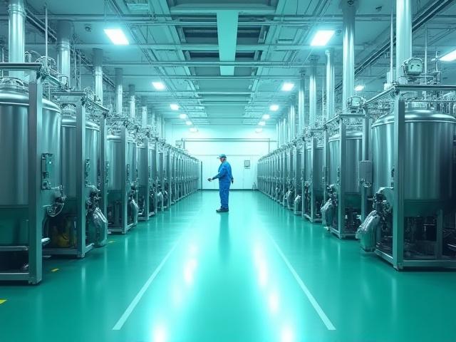 Vista aérea de una moderna planta de producción con maquinaria de pigmentos automatizada.